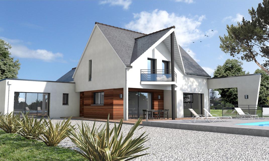 maison toit double pente et toit plat loire atlantique