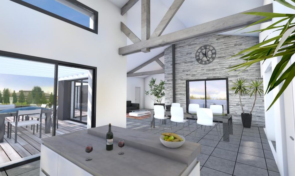 Vide Sur S jour Et D plafonn Pour Une Maison Moderne Depreux 