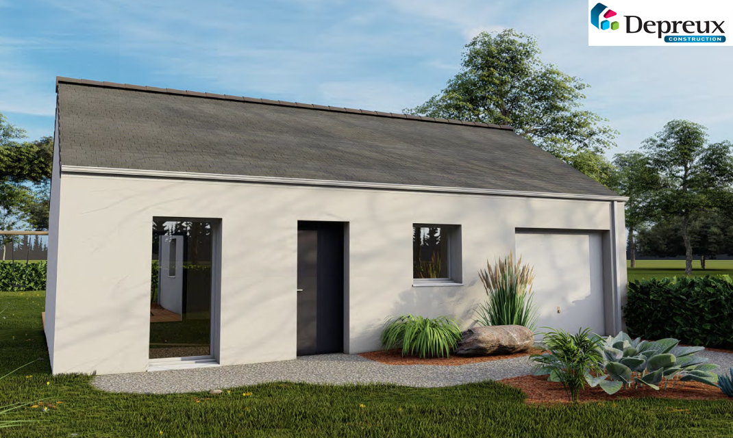 Plan plain-pied ardoise en L arrière à partir de 148 300 €* - Depreux  Construction