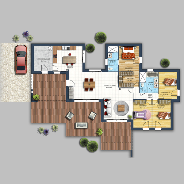 plan maison moderne plain-pied